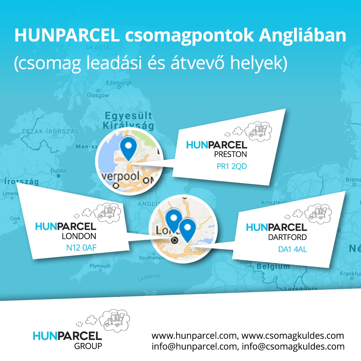 Csomagküldés már teljes Anglia és Magyarország között hetente.